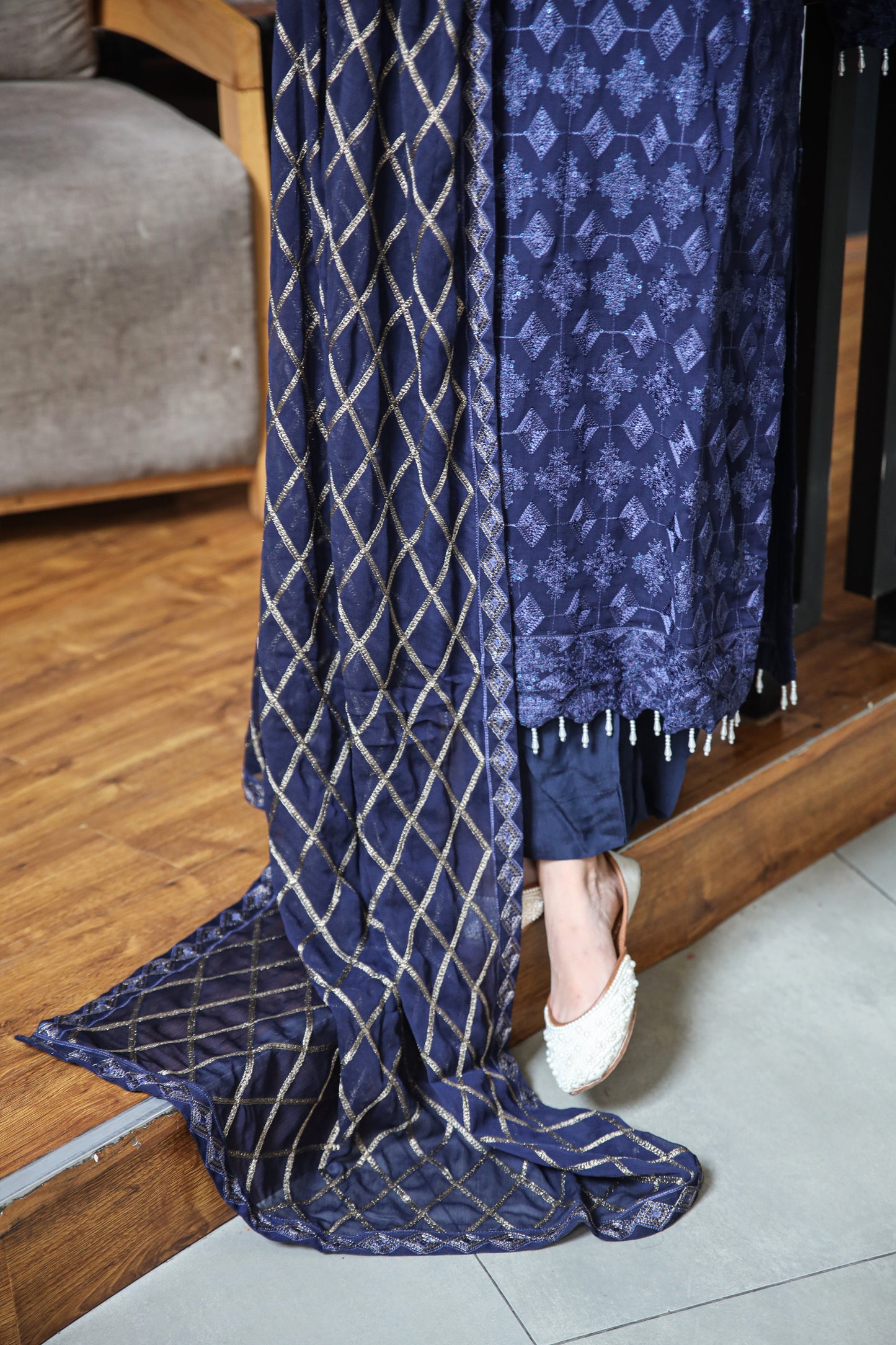 Breeze Exclusive Embriodery Shirt with Raw Silk Trouser and Embriodery Dupatta