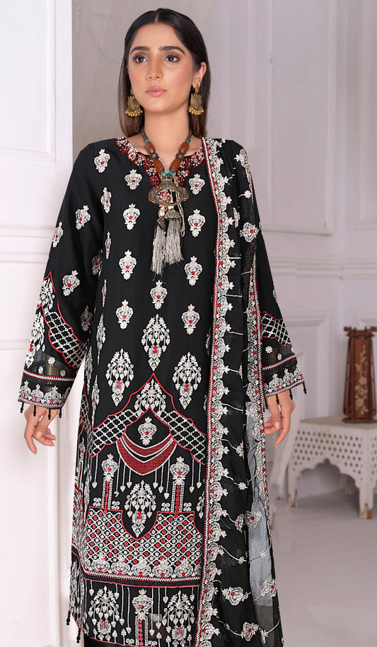 Breeze Exclusive Embriodery Shirt with Raw Silk Trouser and Embriodery Dupatta