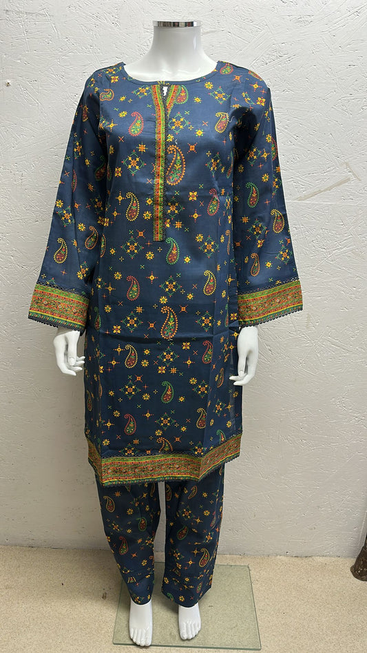 Luxury Lawn 3 Piece with Matching Trouser and Banarsi Dupatta