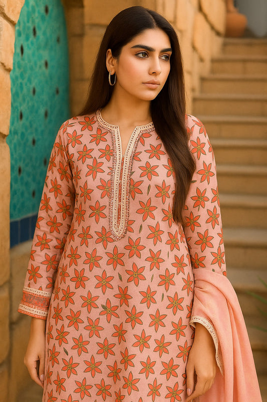 Luxury Lawn 3 Piece with Matching Trouser and Banarsi Dupatta