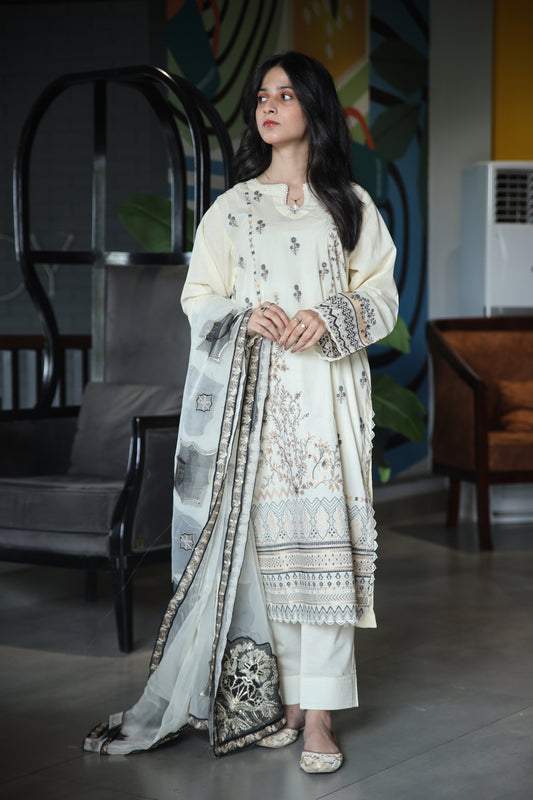Brosha Lawn with Fancy Organza Dupatta