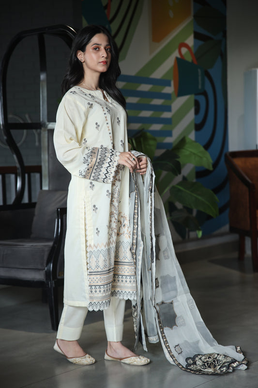 Brosha Lawn with Fancy Organza Dupatta