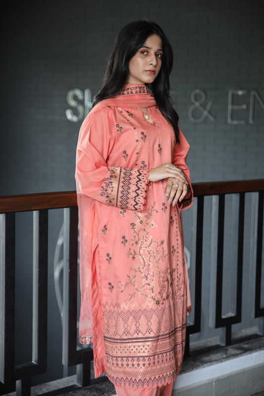 Brosha Lawn with Fancy Organza Dupatta