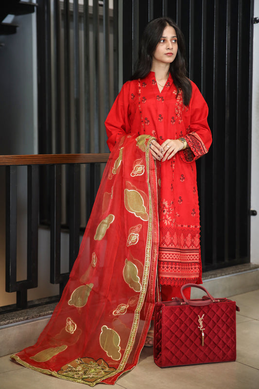Brosha Lawn with Fancy Organza Dupatta