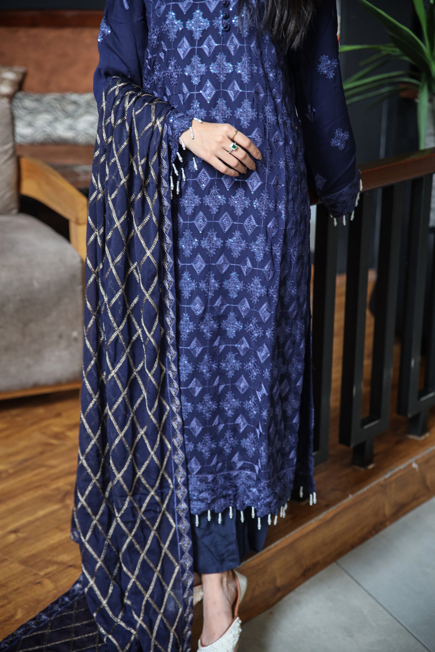 Breeze Exclusive Embriodery Shirt with Raw Silk Trouser and Embriodery Dupatta