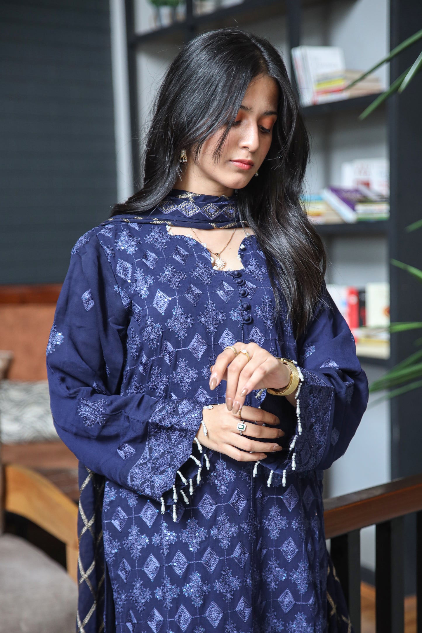Breeze Exclusive Embriodery Shirt with Raw Silk Trouser and Embriodery Dupatta