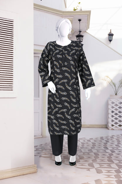 AlKaram Dhanak 2 Piece Beautiful Leaf Pattern With Plain Trouser