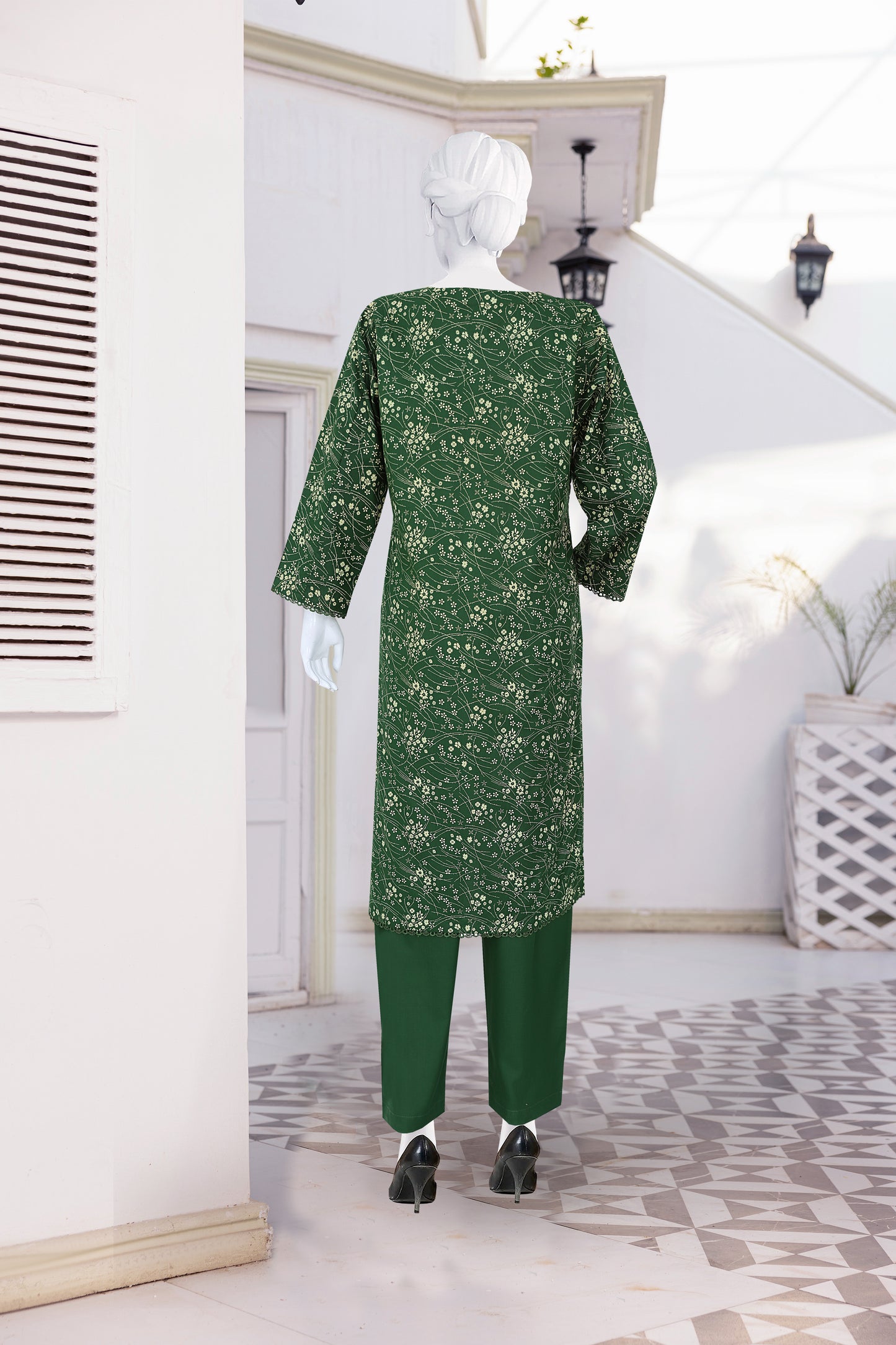 AlKaram Dhanak 2 Piece Beautiful Leaf Pattern With Plain Trouser