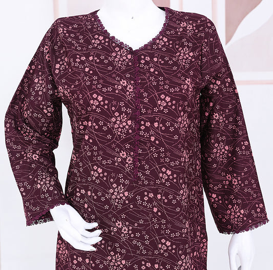 AlKaram Dhanak 2 Piece Beautiful Leaf Pattern With Plain Trouser