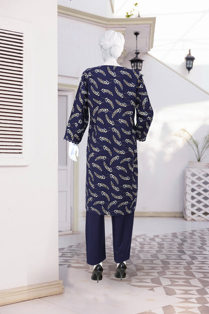 AlKaram Dhanak 2 Piece Beautiful Leaf Pattern With Plain Trouser