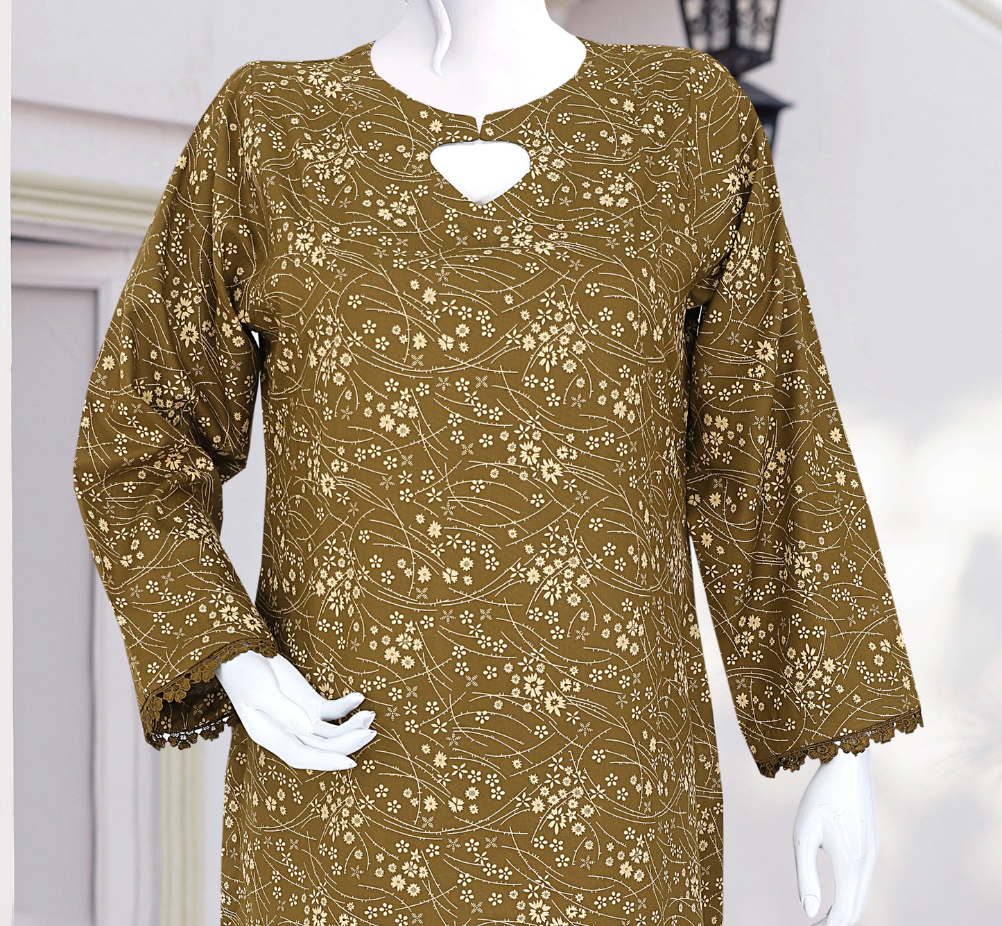 AlKaram Dhanak 2 Piece Beautiful Leaf Pattern With Plain Trouser