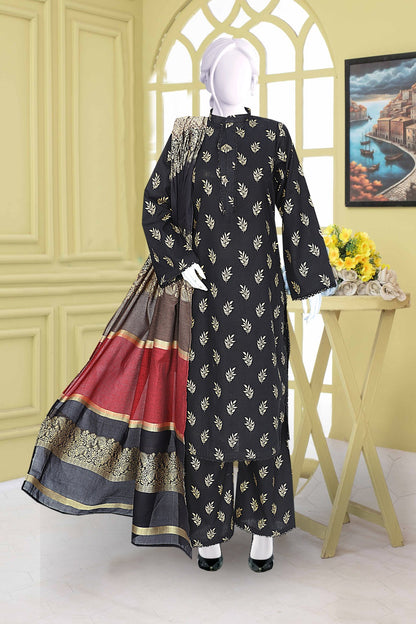 AlKaram Khaddar 3 Piece with Matching Trouser and Banarsi Tilla Shawl
