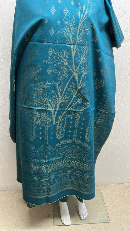 Jacuard Brosha Khaddar 3 Piece with Plain Trouser and Heavy Jacuard Brosha Khaddar Shawl