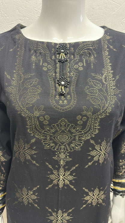 Jacuard Brosha Khaddar 3 Piece with Plain Trouser and Heavy Jacuard Brosha Khaddar Shawl