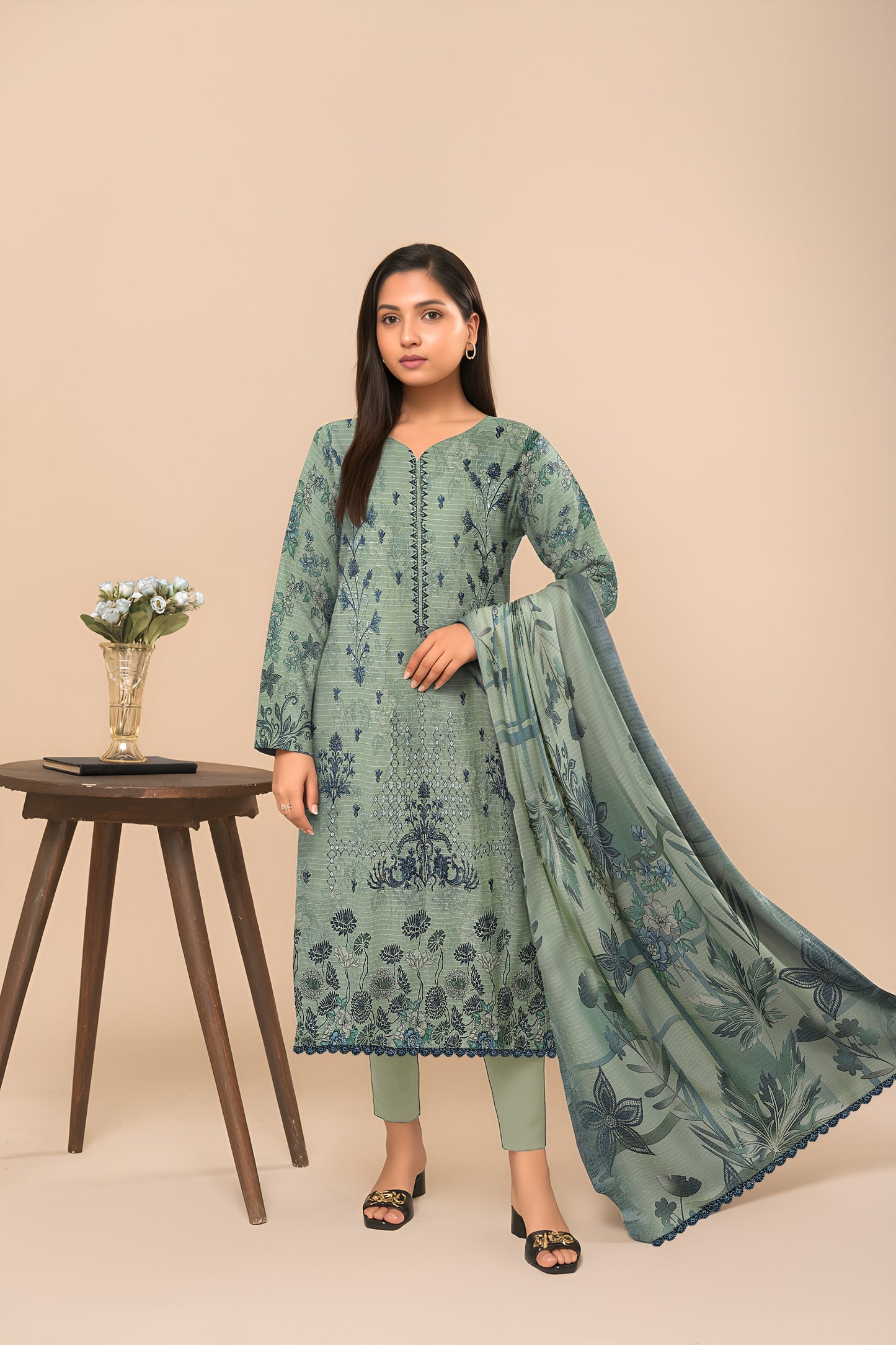 Dhanak Bana Dora 3 Piece Executive Quality Digital Print with Heavy Embriodery