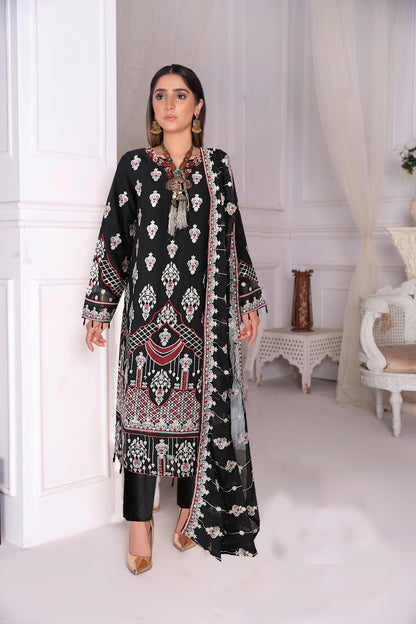 Breeze Exclusive Embriodery Shirt with Raw Silk Trouser and Embriodery Dupatta