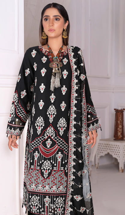 Breeze Exclusive Embriodery Shirt with Raw Silk Trouser and Embriodery Dupatta