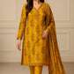 Khaddar 3 Piece with Plain Trouser and Matching Print Dupatta