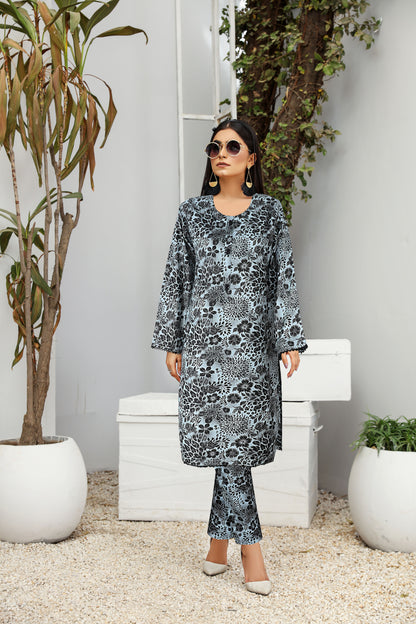 Khaddar 2 Piece Printed All Over Matching Separate