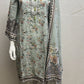 Linen 3 Piece with Plain Trouser and Printed Dupatta